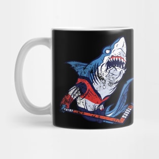 Shark Ice Hockey Player, Vintage Retro Style Mug